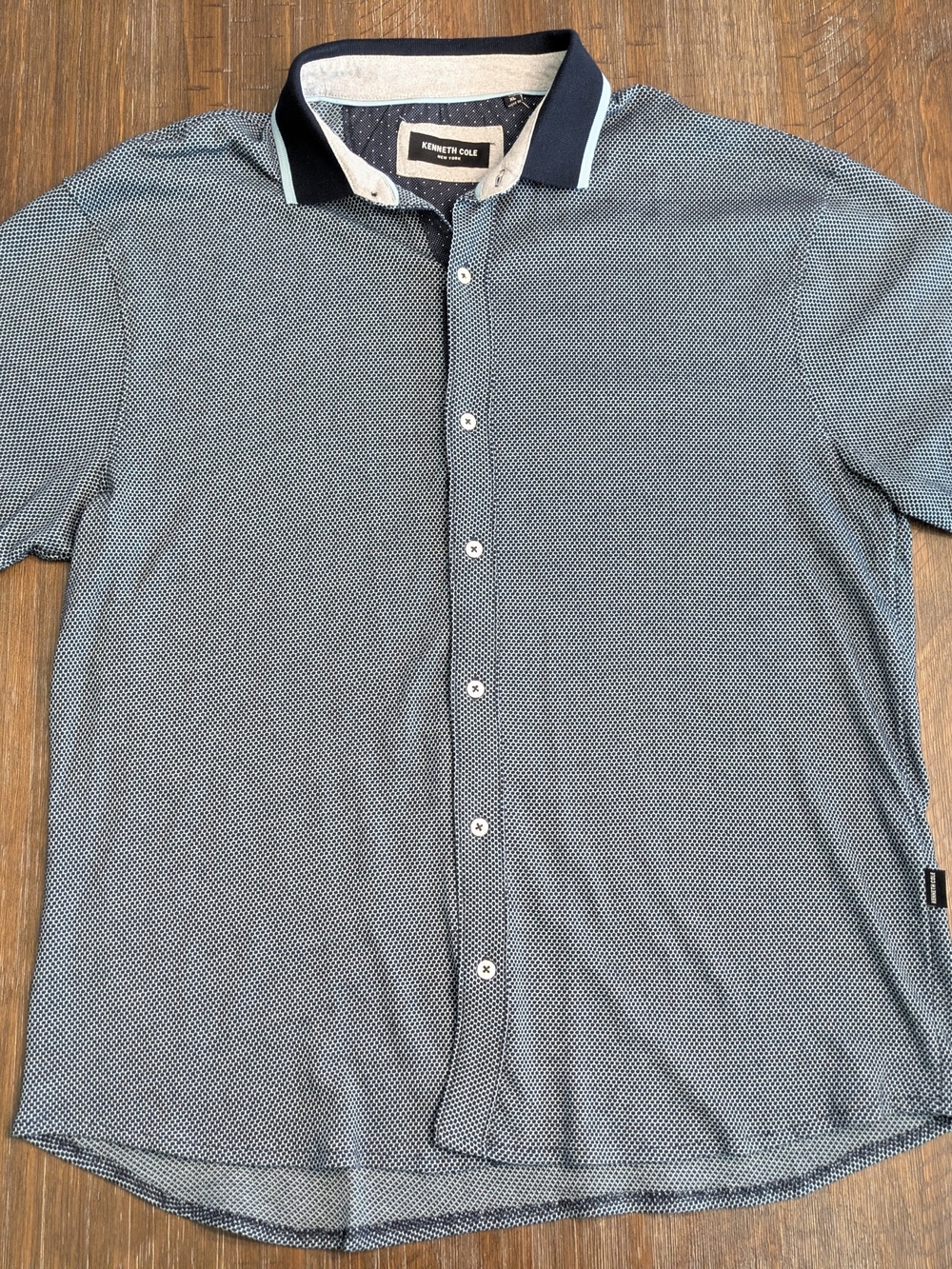 Kenneth Cole Men’s Navy Microdot Button-Up Shirt